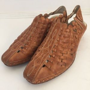 Pikolinos Leather Weave Wedge Slingback Shoes 9